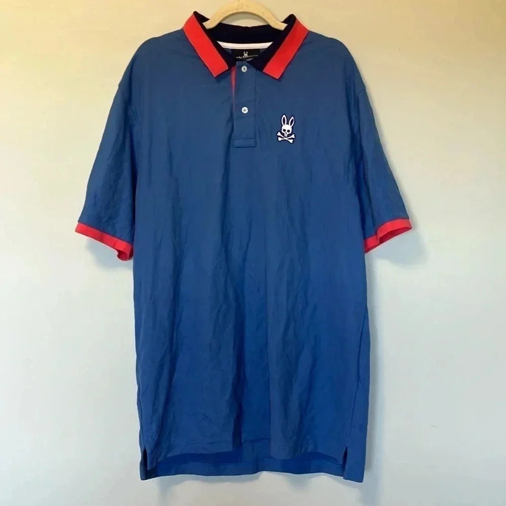 Psycho Bunny 100% pima cotton blue polo size 9